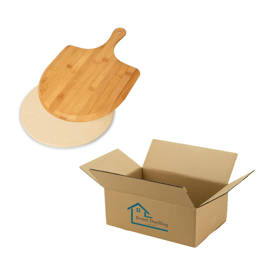 Durable and Safe Pizza Stone With Bamboo Pizza Peel Board