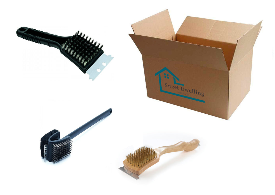 Grill Brush Set of 3 Cleaning Brush with Scraper